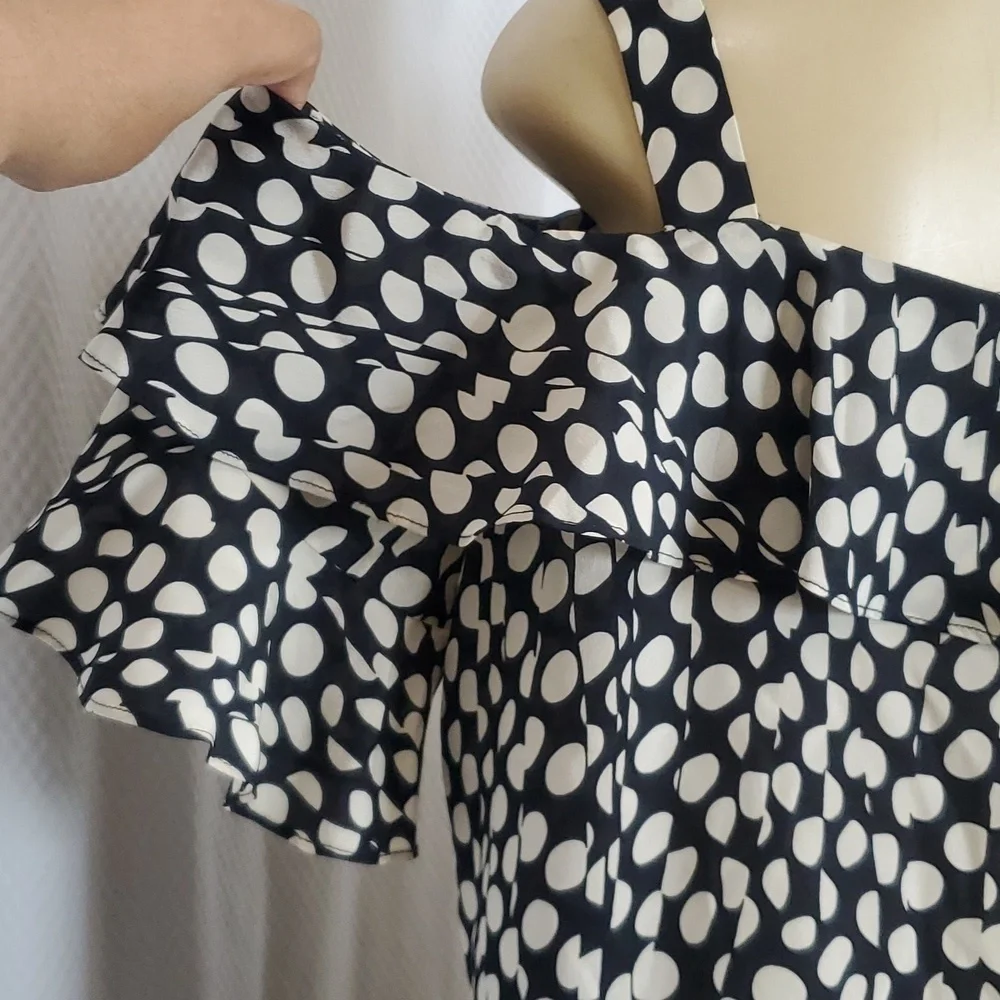 J. Crew Collection Silk Cold-Shoulder Top in Ratti Polka Dot Size L
